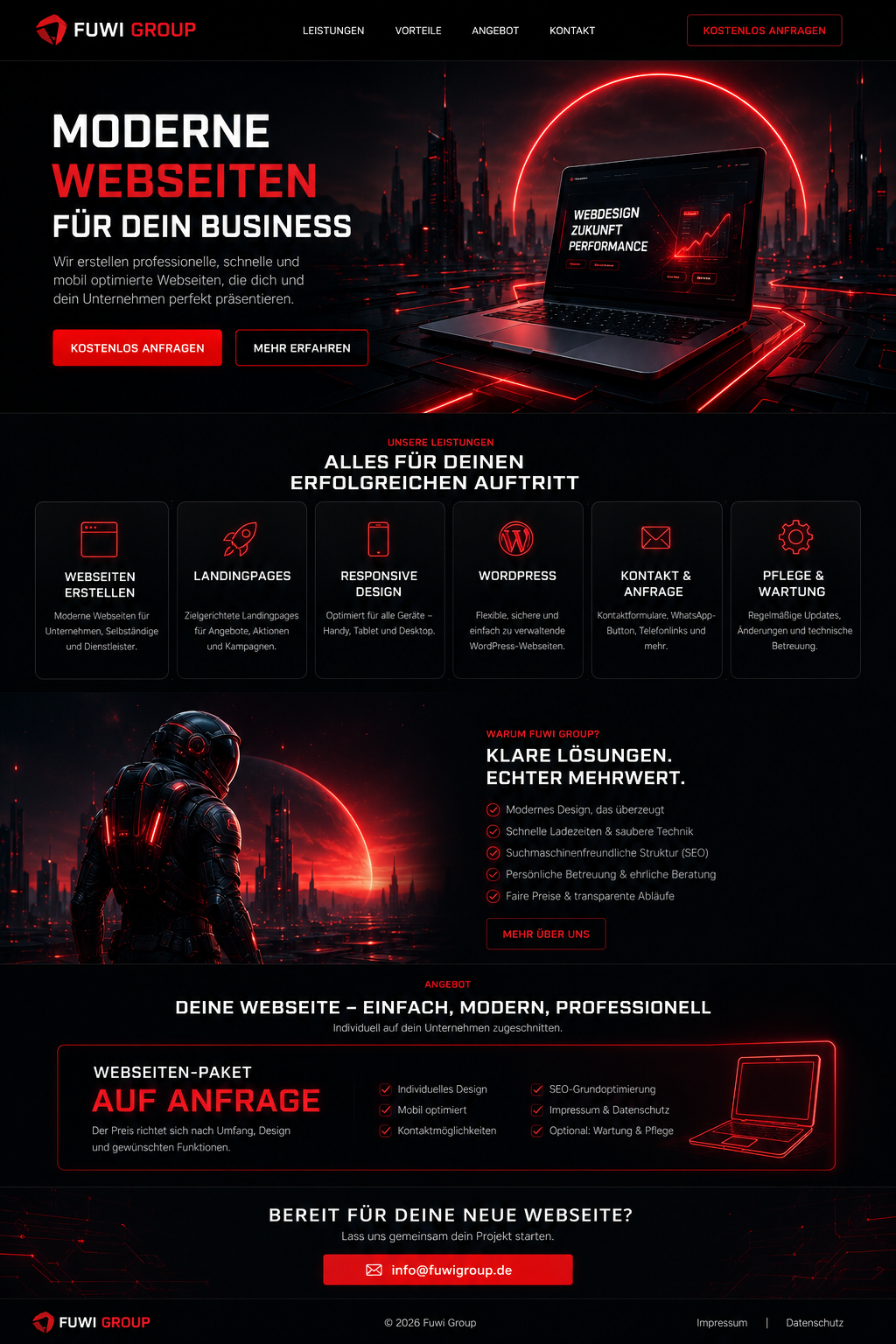 Fuwi Group Premium Onepage Webseite