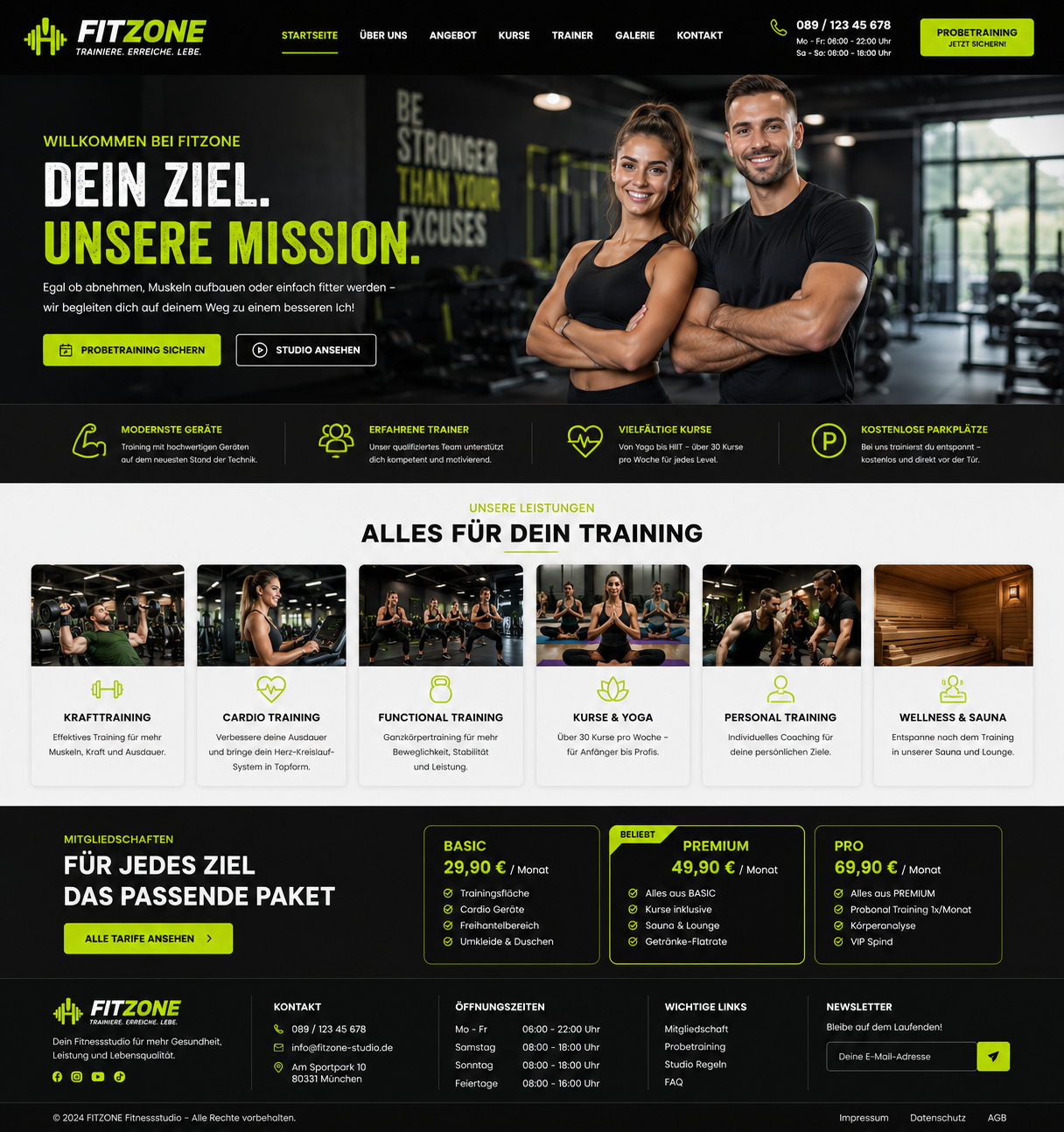 Fitnessstudio Webdesign-Demo